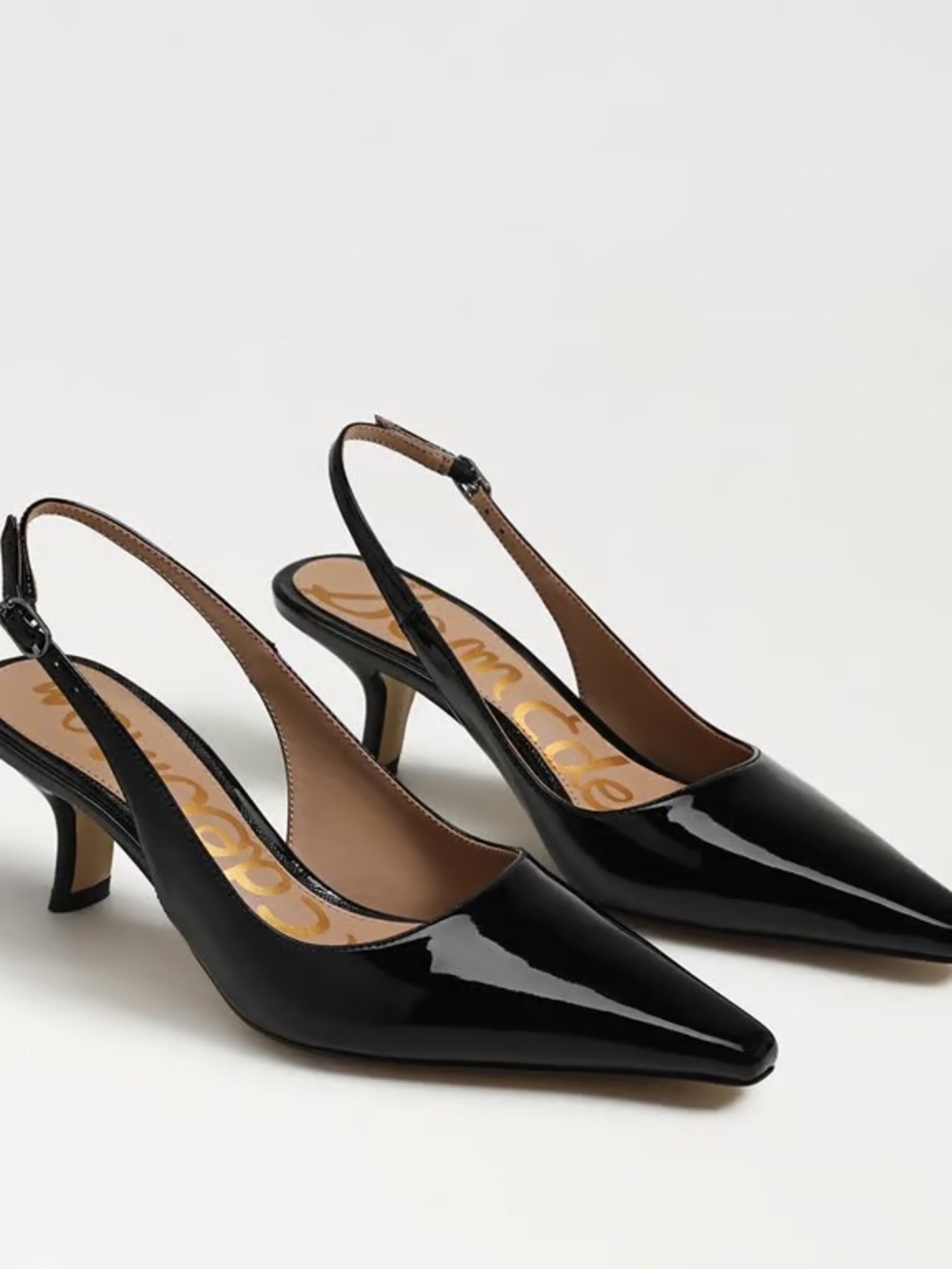 Sam Edelman Black Patent Slingback Pointed Kitten Heels